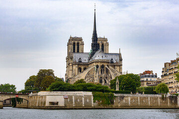 Paris, France, August 2015: Famous Cathedral of Notre Dame de Paris