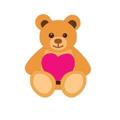 Vector illustration of teddy bear character holding love