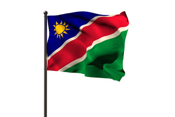 Fototapeta na wymiar Namibia flag on pole