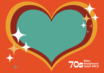 heart shape with star shiny 1970s theme modern art background use for advertisment poster website banner landing page product package design vector eps.