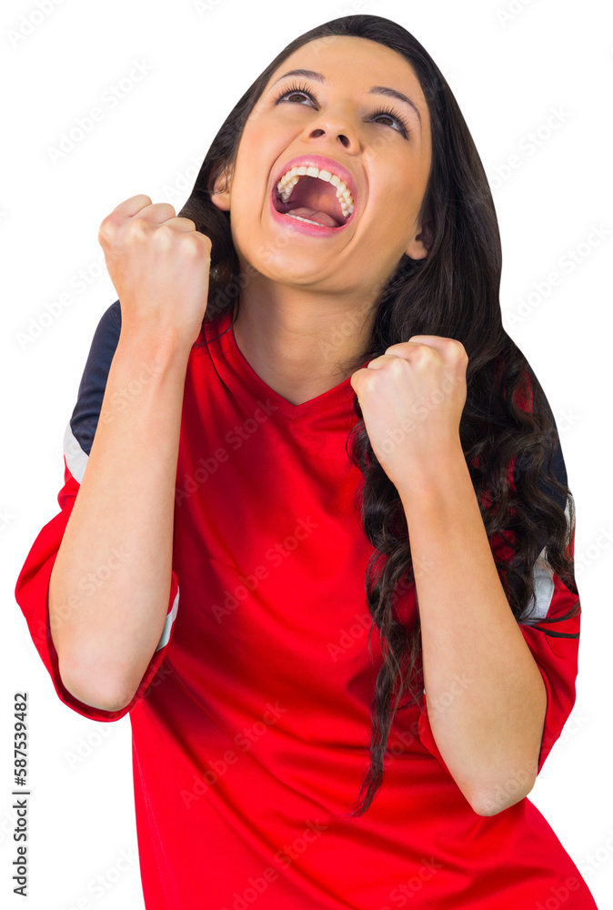 Wall mural Cheering football fan in red