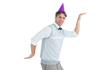 Happy geeky hipster dancing 