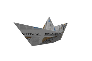 Boat made from newspaper page