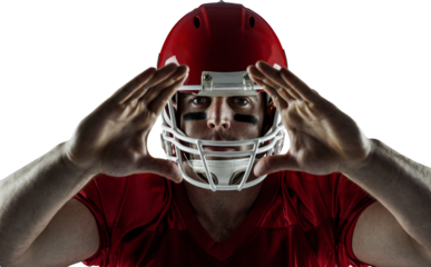American football player making hand gesture