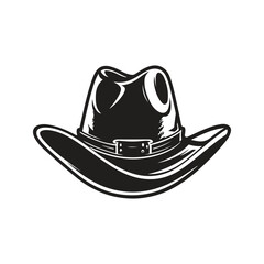 cowboy hat, logo concept black and white color, hand drawn illustration