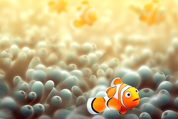 orange white nemo clown fish background