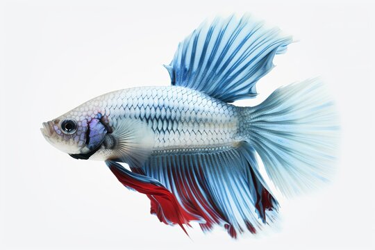 Blue betta fish isolated on white background