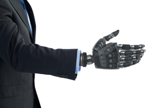 Cropped image of businessman with robotic hand