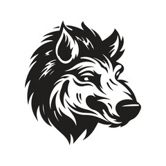 boar, logo concept black and white color, hand drawn illustration