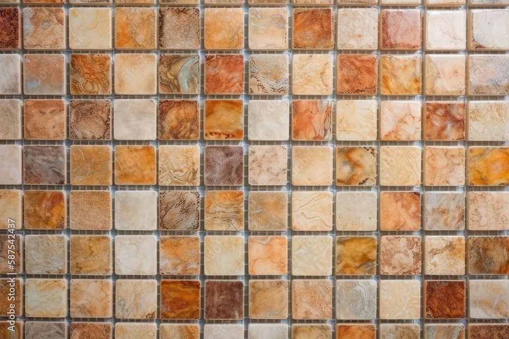 Aufkleber detailed mosaic tile wall with intricate patterns and colors. generative ai