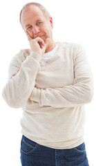 Thinking mature man with hand on chin