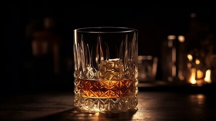 Glass of whiskey on a table,  Generative AI