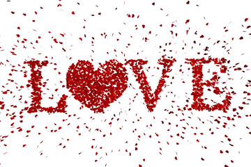 Love spelled out in petals