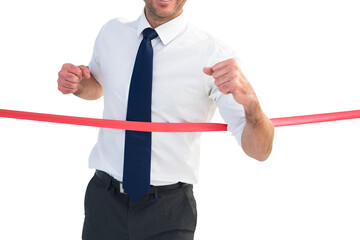 Businessman crossing the finish line