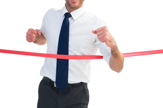 Businessman crossing the finish line