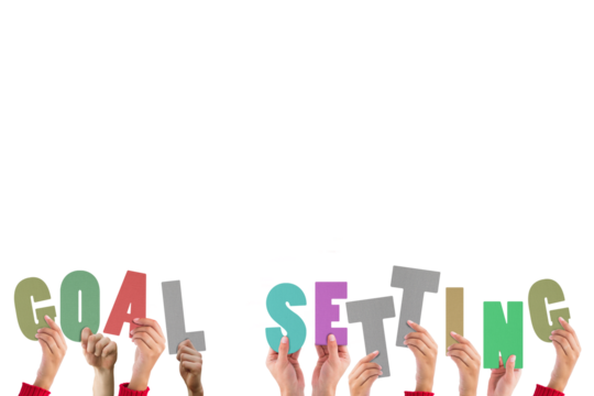 Hands holding up goal settings