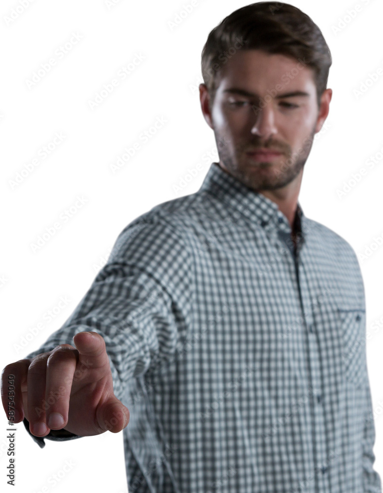 Poster man using invisible screen