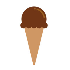 chocolate ice cream cone flat vector illustration logo icon clipart