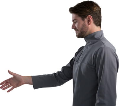Man pretending to shake hands - Powered by Adobe