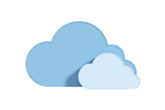 Blue cloud shapes against white background 