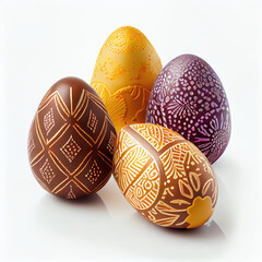 easter eggs in different colors and patterns on a white background with the words'happy easter'written across the egg. Generative AI