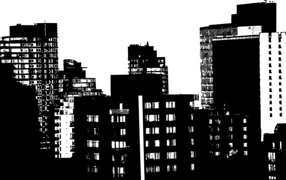 Digitally generated image of buildings
