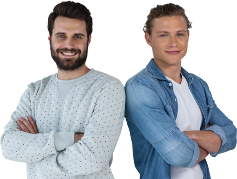 Portrait of young male friends with arms crossed