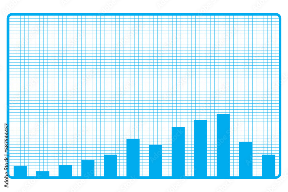 Poster computer graphic image of blue bar graph on paper