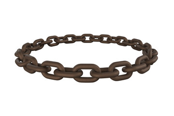 3d image of rusty metallic circular chain
