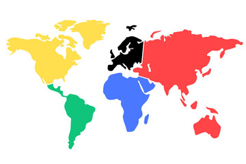 Graphic image of multi colored world map