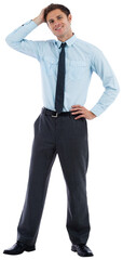 Thoughtful businessman with hand on head