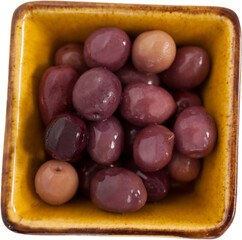 Brown olives in bowl