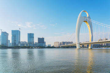 Fototapeta premium Scenery of the Skyline and Bridge of Guangzhou City, China