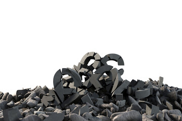 3d image of damaged various signs with stones 