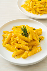 penne pasta with butternut pumpkin creamy sauce