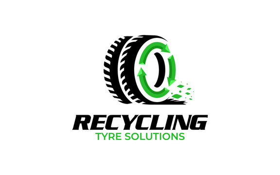 Illustration vector graphic of tire recycling, eco green recycling logo design template
