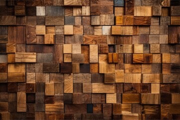 wooden wall with various types of wood and textures. Generative AI