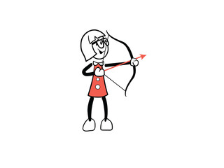 Cartoon woman with bow and arrow
