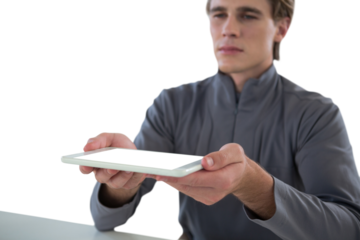 Businessman holding digital tablet