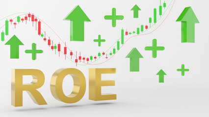 increased shareholder returns, boosted corporate earnings, and high yield,return on equity,stock graph up with green arrow,3d rendering