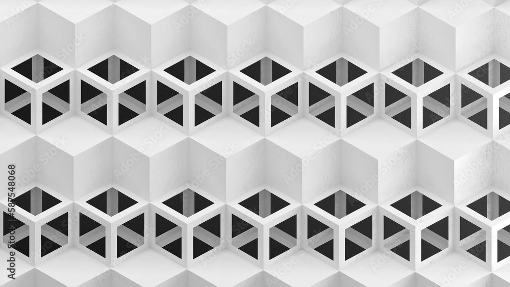 Poster geometric pattern on white background,abstract high relief,3d rendering