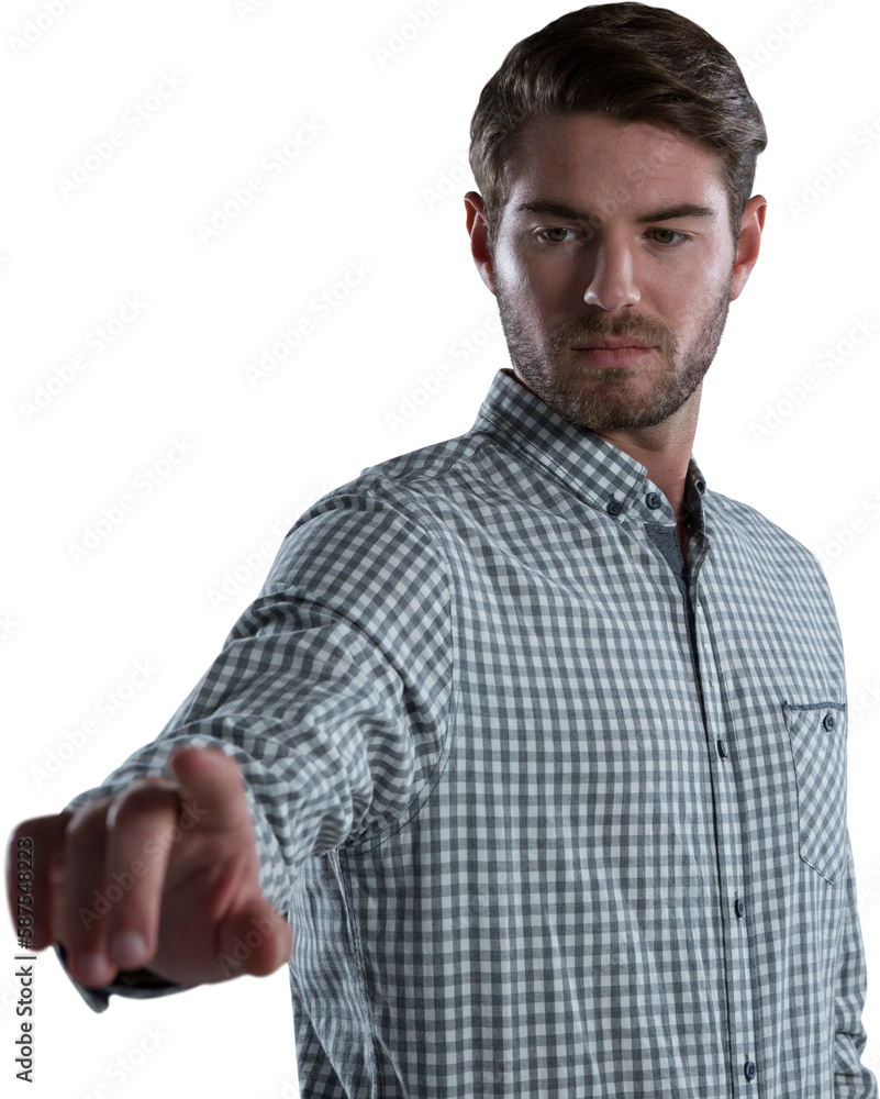 Poster man using invisible screen