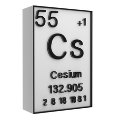 Cesium,Phosphorus on the periodic table of the elements on white blackground,history of chemical elements, represents the atomic number and symbol.,3d rendering