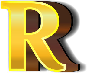 Shiny gold alphabet letters