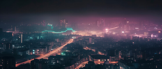 A night view of seoul with a cityscape in the background. Generative AI
