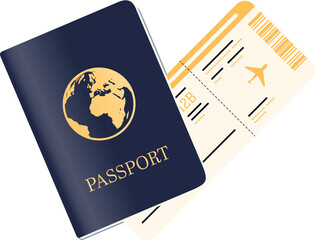 Passport and boarding bass icon