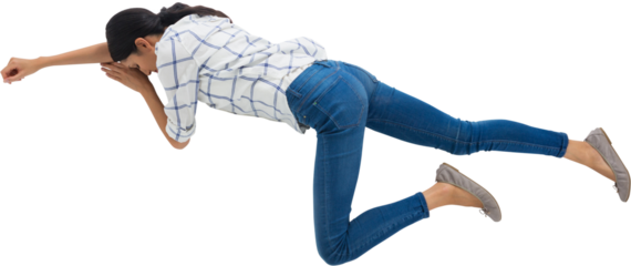 Woman lying on white background