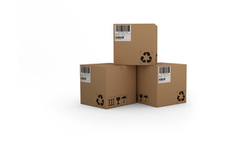 Graphic image of brown cardboard courier boxes