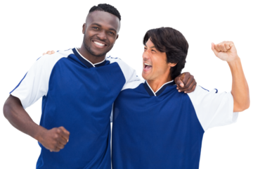 Two football players cheering
