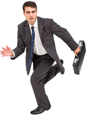 Stern businessman in a hurry